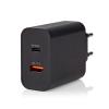 ALIMENTATORE USB NEDIS WCPD65W130BK FUNZIONE DI RICARICA RAPIDA | 2.0 / 2.25 A / 3.25 A A | NUMERO DI USCITE: 2 | USB-A / USB-C™ | POTENZA DI USCITA MASSIMA: 65 W | SELEZIONE AUTOMATICA DELLA TENSIONE